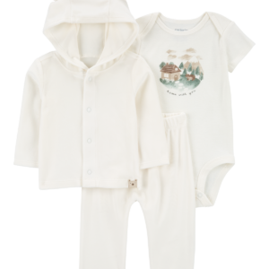 3-Piece Cozy Fuzzy Cardigan Set for Infants