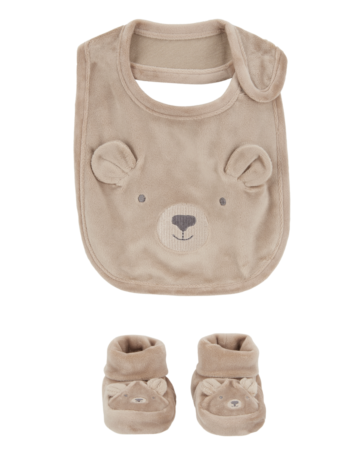 3-Piece Set: Child Bear Booties and Bib