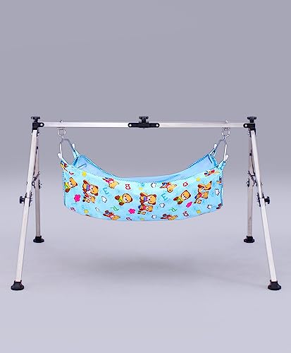 Foldable Stainless Metal Child Cradle with Non-Woven Storage Bag - Indian Type Ghodiyu, Palna, Swing