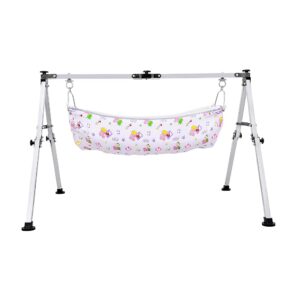 Foldable Stainless Metal Child Cradle with Non-Woven Storage Bag, Indian Fashion Ghodiyu Palna for Infants