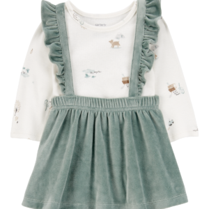 Toddler 2-Piece Woodland Animals Bodysuit and Velboa Jumper Set