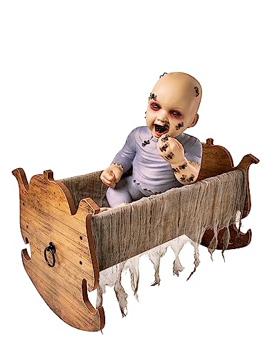 Spirit Halloween Zombie Child Cradle | Halloween Props | Creepy Child Crib Ornament | Horror Residence Décor | Spooky Nursery Accents